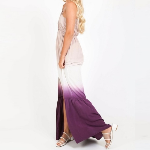 Purple Gradient Ombré Maxi Tiered Boho Dress - Picture 4 of 6